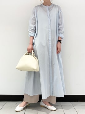 「シアーワンピース」｜「アイテム（バレエシューズ）」を使った、R i oさん（レディース・160cm）の春コーディネート