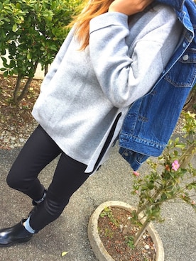 「スリット」｜「アイテム（デニムジャケット）」を使った、ayk♡さん（レディース・168cm）の春コーディネート