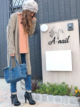 「スキッパーシャツ」｜「アイテム（その他アウター）」を使った、ayk♡さん（レディース・168cm）の冬コーディネート