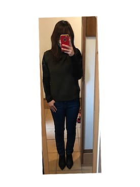 「Avail（アベイル）のアイテム（ベスト、グリーン系）」を使った、mikotoさん（レディース・158cm）の冬コーディネート