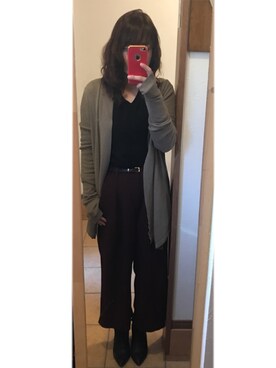 「UNIQLO（ユニクロ）のアイテム（その他パンツ、レッド系）」を使った、mikotoさん（レディース・158cm）の冬コーディネート