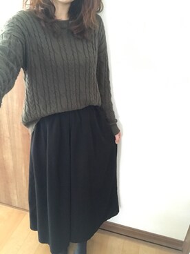 「しまむら（シマムラ）のアイテム（パンツ、ブラック系）」を使った、mikotoさん（レディース・158cm）の冬コーディネート