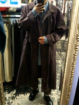 「アイテム（トレンチコート、パープル系）」を使った、たろ さん（メンズ・179cm）の秋コーディネート