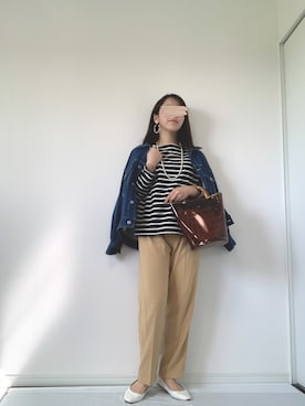 「OZOC（オゾック）のアイテム（パンツ）」を使った、risaさん（レディース・155cm）の春コーディネート