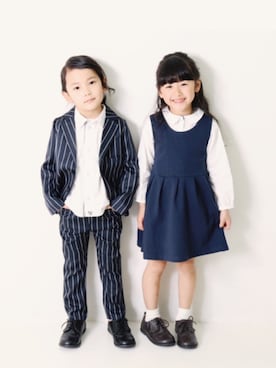「devirock（デビロック）のアイテム（セットアップ）」を使った、devirockさん（キッズ・110cm）の春コーディネート