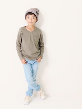 「devirock（デビロック）のアイテム（パンツ）」を使った、devirockさん（キッズ・130cm）の春コーディネート