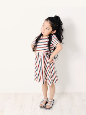 「devirock（デビロック）のアイテム（ワンピース/ドレス）」を使った、devirockさん（キッズ・110cm）の春コーディネート