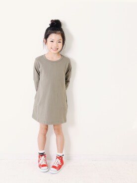 「devirock（デビロック）のアイテム（ワンピース/ドレス）」を使った、devirockさん（キッズ・110cm）の春コーディネート