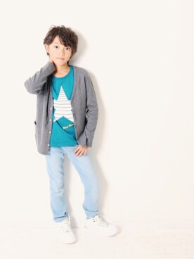 「devirock（デビロック）のアイテム（カーディガン/ボレロ）」を使った、devirockさん（キッズ・130cm）の冬コーディネート