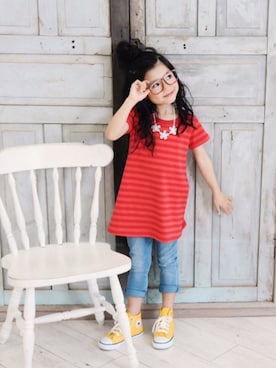 「devirock（デビロック）のアイテム（ワンピース/ドレス）」を使った、devirockさん（キッズ・110cm）の春コーディネート