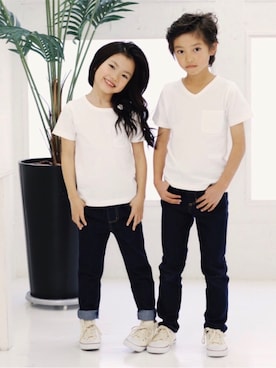 「devirock（デビロック）のアイテム（パンツ）」を使った、devirockさん（キッズ・120cm）の春コーディネート