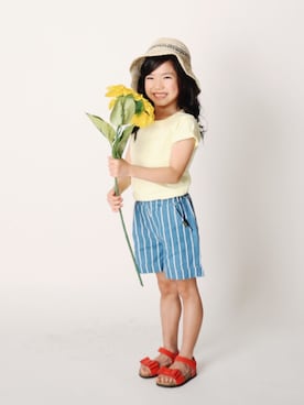 「devirock（デビロック）のアイテム（帽子）」を使った、devirockさん（キッズ・110cm）の春コーディネート