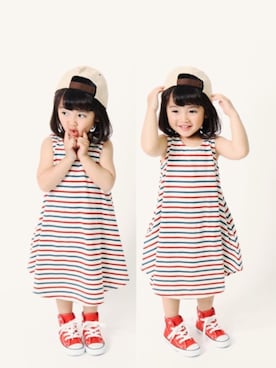 「devirock（デビロック）のアイテム（ワンピース/ドレス）」を使った、devirockさん（キッズ・100cm）の春コーディネート