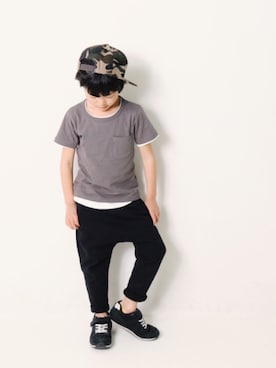 「devirock（デビロック）の【旧モデル】裏毛スウェットサルエルパンツ スウェットパンツ（その他パンツ）」を使った、devirockさん（キッズ・110cm）の夏コーディネート