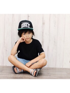 「devirock（デビロック）のアイテム（サンダル）」を使った、devirockさん（キッズ・110cm）の夏コーディネート