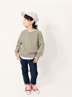 「devirock（デビロック）のアイテム（スウェット）」を使った、devirockさん（キッズ・110cm）の秋コーディネート