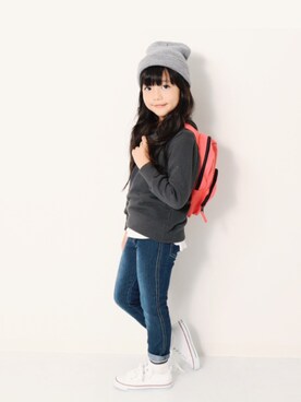 「devirock（デビロック）のアイテム（パーカー）」を使った、devirockさん（キッズ・110cm）の秋コーディネート