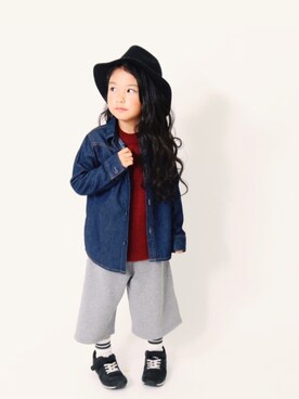 「devirock（デビロック）のアイテム（ニット/セーター）」を使った、devirockさん（キッズ・110cm）の冬コーディネート