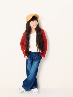 「devirock（デビロック）のアイテム（カーディガン/ボレロ）」を使った、devirockさん（キッズ・120cm）の冬コーディネート
