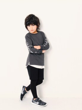 「devirock（デビロック）のアイテム（レギンス/スパッツ）」を使った、devirockさん（キッズ・110cm）の冬コーディネート