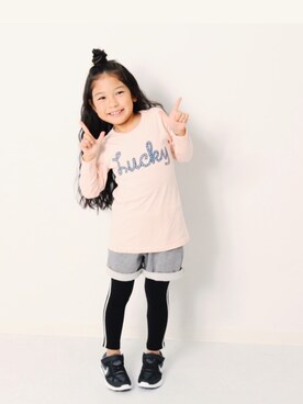 「devirock（デビロック）のアイテム（レギンス/スパッツ）」を使った、devirockさん（キッズ・110cm）の冬コーディネート