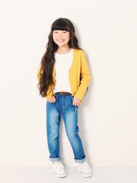 「devirock（デビロック）のアイテム（デニムパンツ）」を使った、devirockさん（キッズ・120cm）の春コーディネート