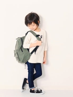 「devirock（デビロック）のアイテム（バッグ）」を使った、devirockさん（キッズ・110cm）の春コーディネート