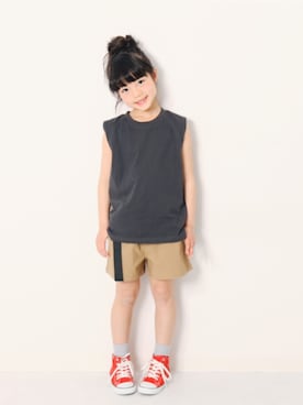 「devirock（デビロック）のアイテム（タンクトップ）」を使った、devirockさん（キッズ・120cm）の春コーディネート