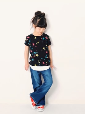 「devirock（デビロック）のアイテム（デニムパンツ）」を使った、devirockさん（キッズ・120cm）の春コーディネート