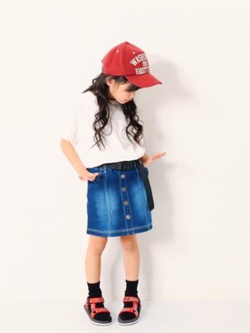 「devirock（デビロック）のアイテム（スカート）」を使った、devirockさん（キッズ・110cm）の春コーディネート