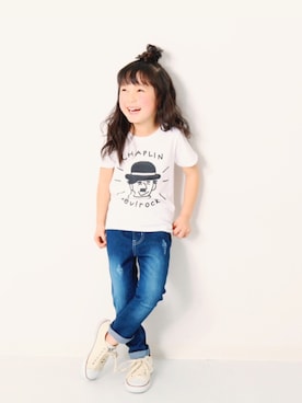 「devirock（デビロック）のアイテム（デニムパンツ）」を使った、devirockさん（キッズ・110cm）の夏コーディネート