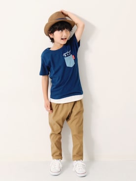 「devirock（デビロック）のアイテム（帽子）」を使った、devirockさん（キッズ・120cm）の夏コーディネート