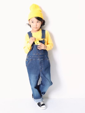 「devirock（デビロック）のアイテム（オールインワン・サロペット）」を使った、devirockさん（キッズ・120cm）の秋コーディネート