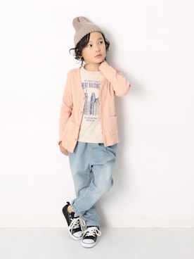 「devirock（デビロック）のアイテム（帽子）」を使った、devirockさん（キッズ・120cm）の冬コーディネート
