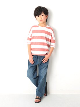 「devirock（デビロック）のアイテム（デニムパンツ）」を使った、devirockさん（キッズ・120cm）の春コーディネート