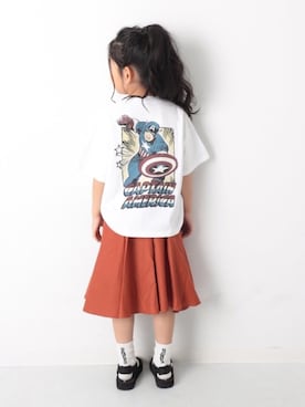 「devirock（デビロック）のアイテム（スカート）」を使った、devirockさん（キッズ・120cm）の春コーディネート