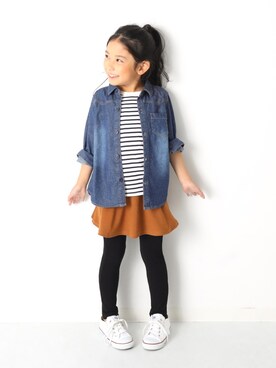 「devirock（デビロック）のアイテム（スカート）」を使った、devirockさん（キッズ・120cm）の春コーディネート