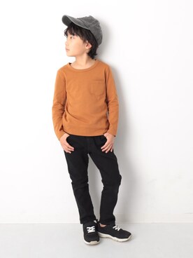 「devirock（デビロック）のアイテム（デニムパンツ）」を使った、devirockさん（キッズ・120cm）の春コーディネート