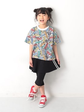 「devirock（デビロック）のアイテム（スカート）」を使った、devirockさん（キッズ・120cm）の春コーディネート