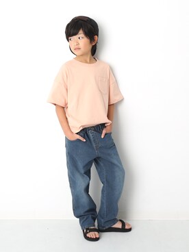 「devirock（デビロック）のアイテム（デニムパンツ）」を使った、devirockさん（キッズ・120cm）の夏コーディネート