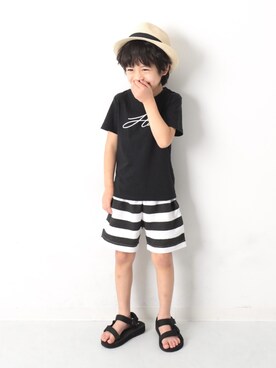 「devirock（デビロック）のアイテム（サンダル）」を使った、devirockさん（キッズ・110cm）の夏コーディネート