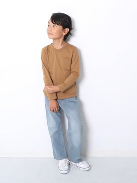 「devirock（デビロック）のアイテム（デニムパンツ）」を使った、devirockさん（キッズ・104cm）の夏コーディネート