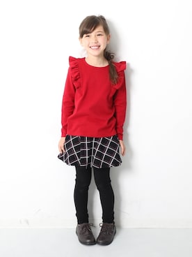 「devirock（デビロック）のアイテム（スカート）」を使った、devirockさん（キッズ・120cm）の秋コーディネート