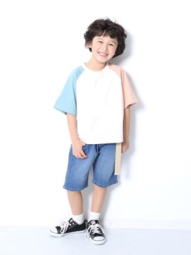 「devirock（デビロック）のアイテム（パンツ）」を使った、devirockさん（キッズ・120cm）の春コーディネート