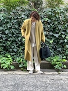 アウターサンセット　コート　サイズM イエロー OUTERSUNSET（アウターサンセット）の「cocoon coat（チェスター