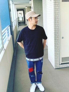 「FILA（フィラ）のアイテム（アナログ腕時計）」を使った、Shoupeiさん（メンズ・161cm）の夏コーディネート