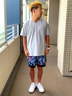 「FILA（フィラ）のアイテム（アナログ腕時計）」を使った、Shoupeiさん（メンズ・161cm）の夏コーディネート