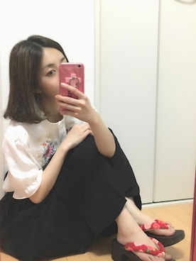 「G2?のアイテム（シャツ/ブラウス、ホワイト系）」を使った、mikAさん（レディース・150cm）の夏コーディネート