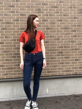 「DHOLIC（ディーホリック）のアイテム（ボディバッグ/ウエストポーチ）」を使った、𝚊 𝚒さん（レディース・162cm）の夏コーディネート