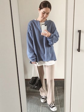 「リブニットパンツ」｜𝚊 𝚒さん（レディース・162cm）の春コーディネート